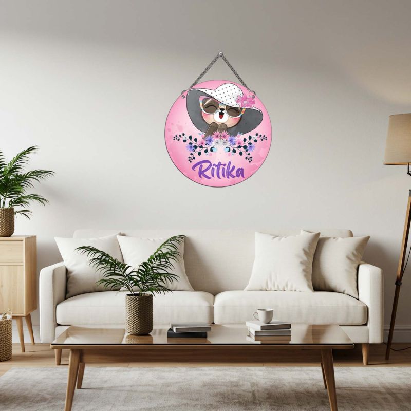 Personalized Wooden Wall Hanging For Kids & Girls Room Decor Cute Cat Theme Wall Art Modern Wall Decorative Accessories for Home Decoration